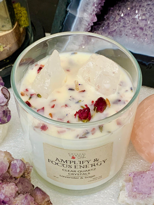 🔆💎 Clear Quartz Candle – Amplify & Focus Energy