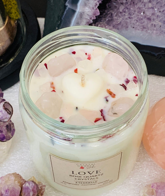 ๐ Rose Quartz Intention Candle โ Love & Self-Compassion