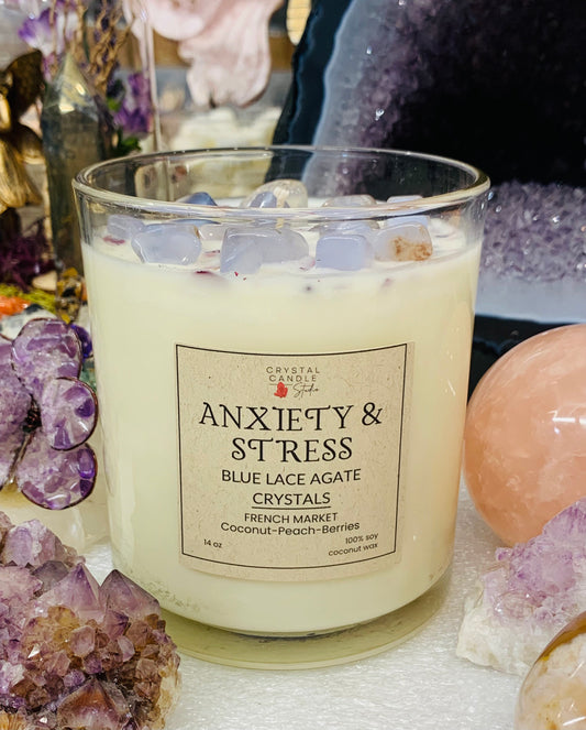 🌊🕯️ Blue Lace Agate Candle – Calm the Storm Within