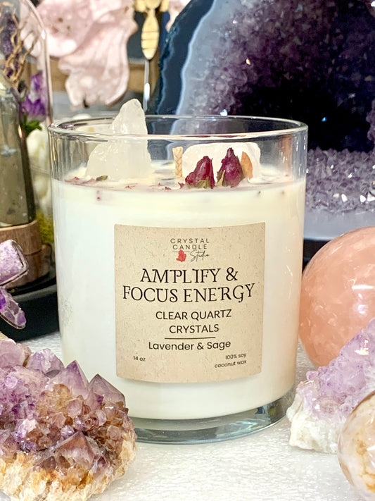 🔆💎 Clear Quartz Candle – Amplify & Focus Energy