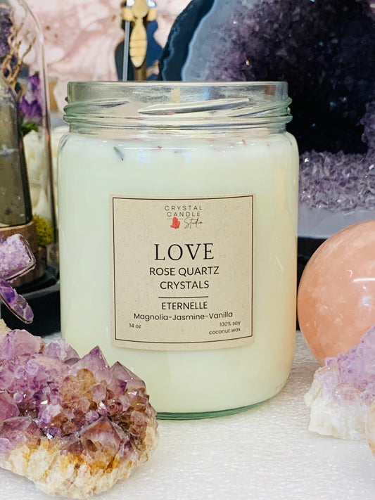 💗 Rose Quartz Intention Candle – Love & Self-Compassion