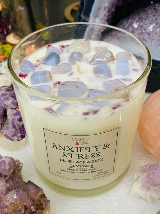 🌊🕯️ Blue Lace Agate Candle – Calm the Storm Within